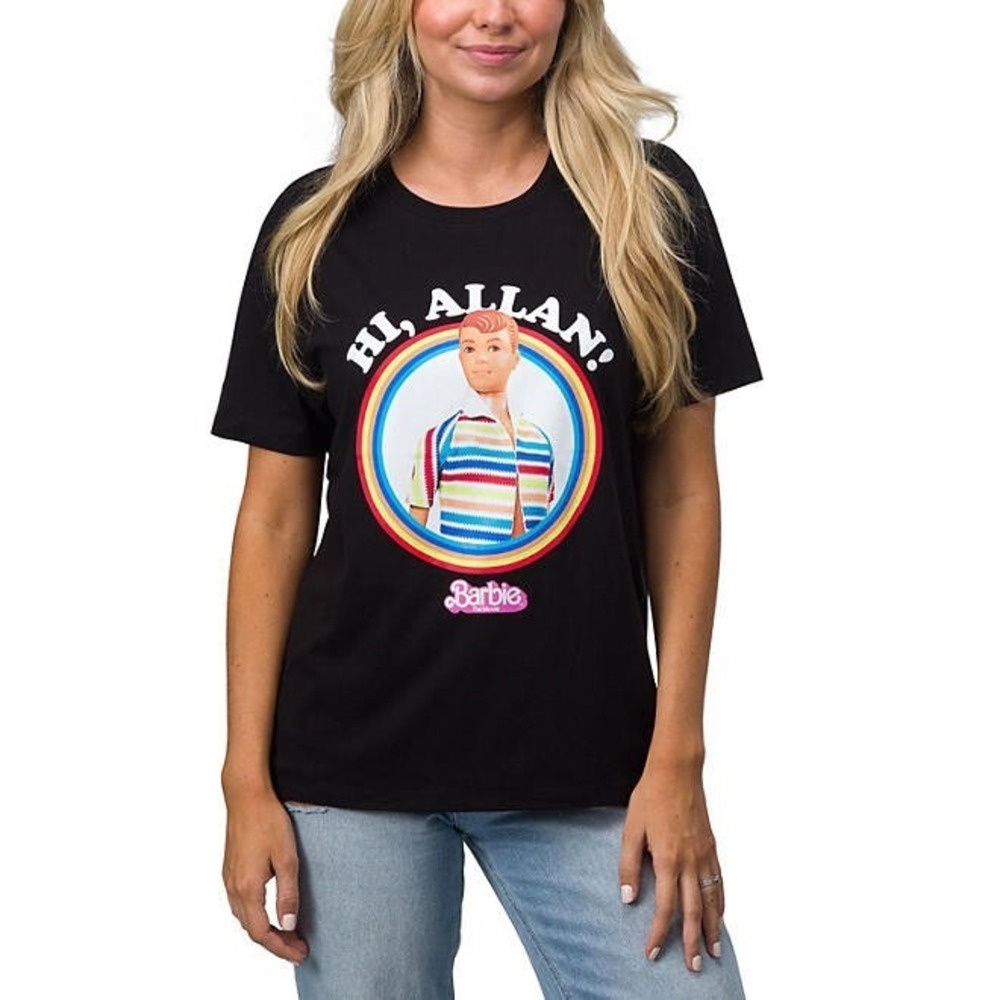 Barbie The Movie Hi Allan Ken Graphic T-Shirt Black Large Licensed Women T-Shirt